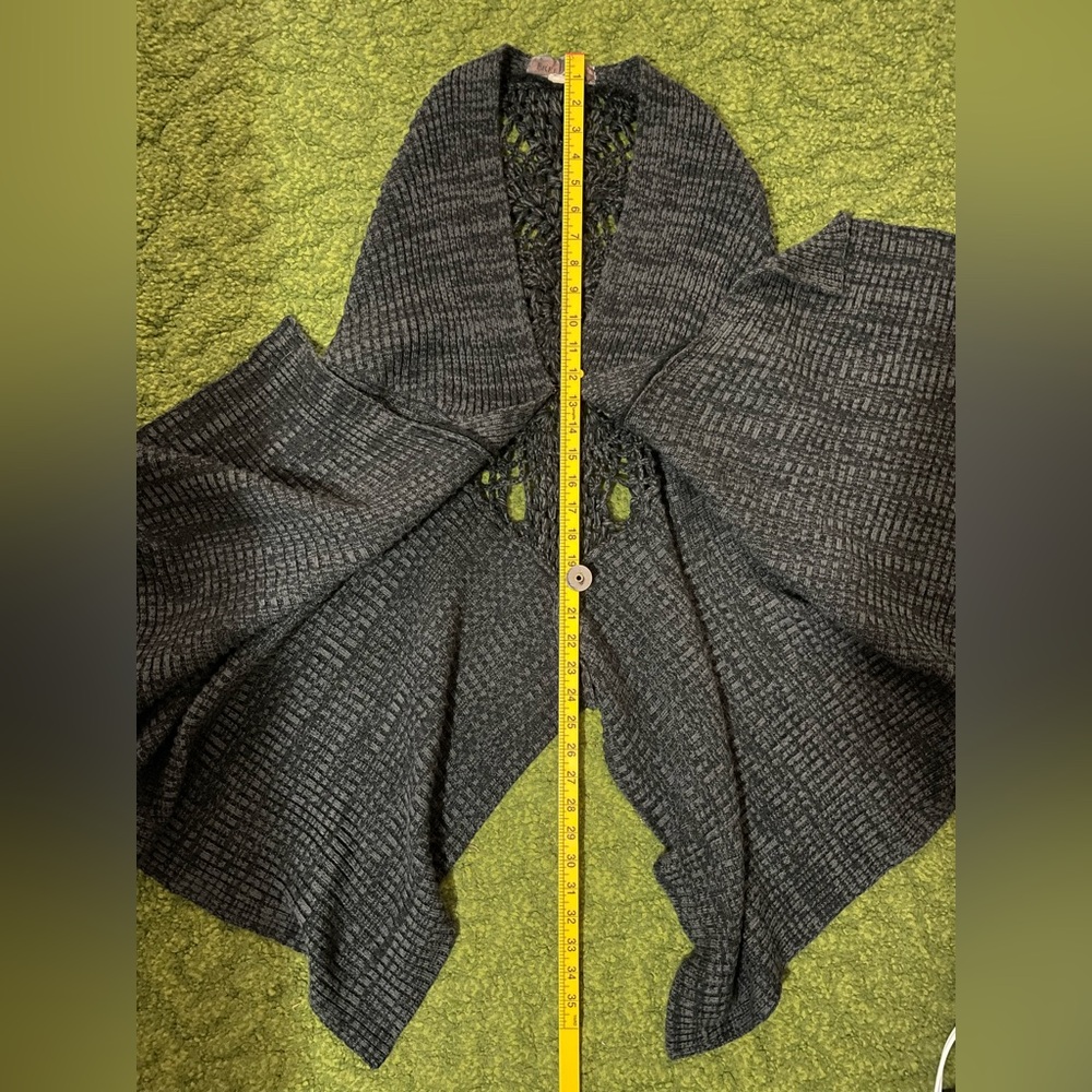 Free People Charcoal Gray Crochet Back Cape - Picture 6 of 6